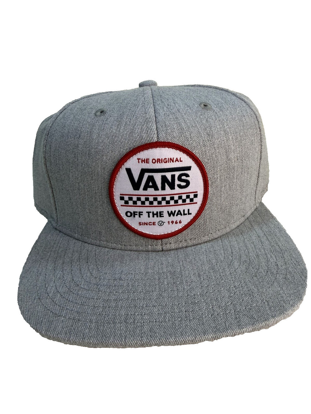 Vans Stackton Snapback Cap Hat NWT Heather Grey Off The Wall Patch Adjustable OS